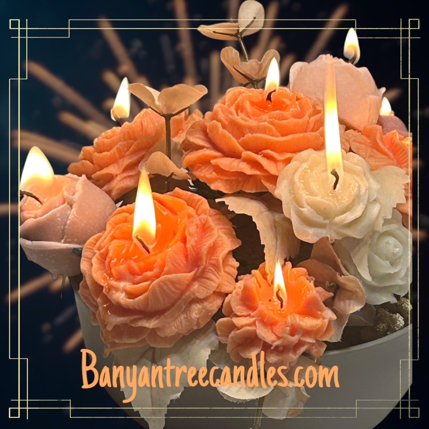 Peach scented gardenia and rose flower bouquet