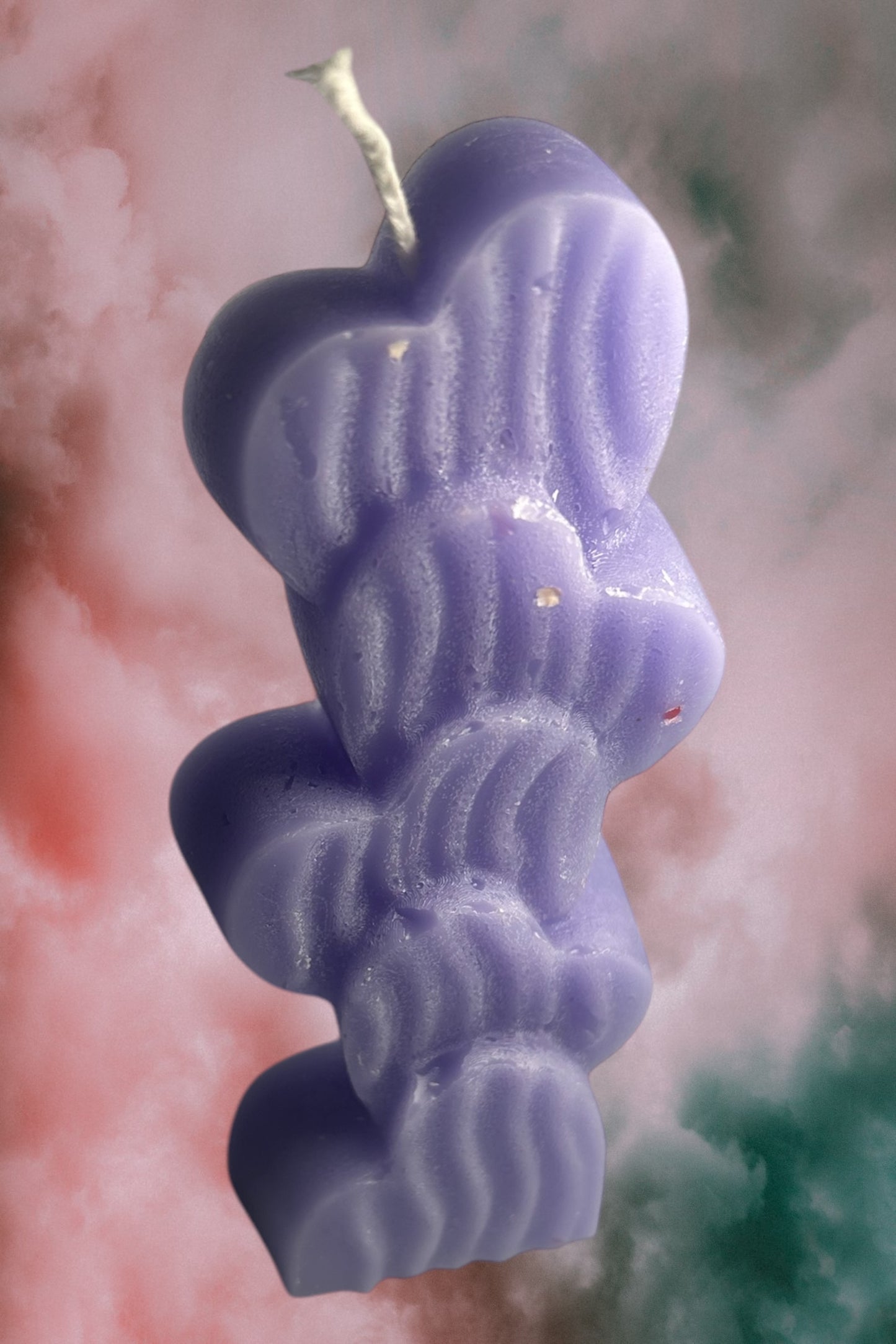 Stacked Heart purple beeswax candle