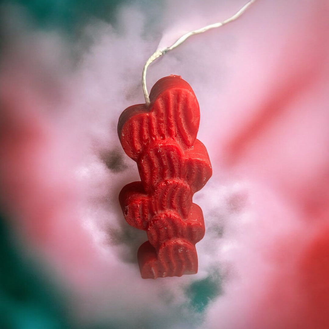 Stacked Heart red beeswax candle